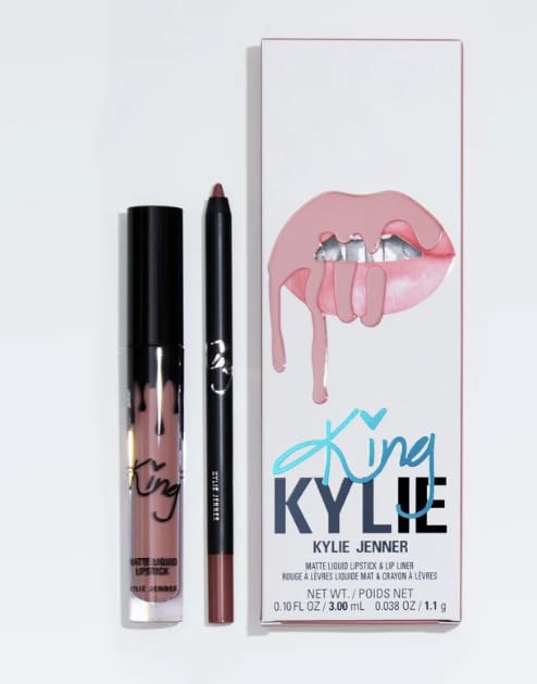 King Kylie Matte Lip Kit, color kylie lips, 2 piece matte liquid lipstick 0.1 fl oz | ip liner 0.038 oz
