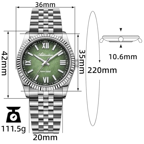 Image of ADDIESDIVE 10.6 MM Luxury Watches for Men Women Roman Numerals Synthetic Sapphire VH Sweep Second Fluted Bezel Casual Wear Unisex Watch
