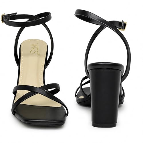 Image of WFS Women 3.5 Inch Elegant Block Heel Sandals for Women with Ankle Strap