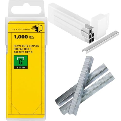 Citystores® STY 12mm Heavy-Duty Staple Heavy Duty For Staplers Hammer Tackers Ideal For Professional Use In Construction Carpentry Upholstery Yellow/Black Finish 1000 Pieces