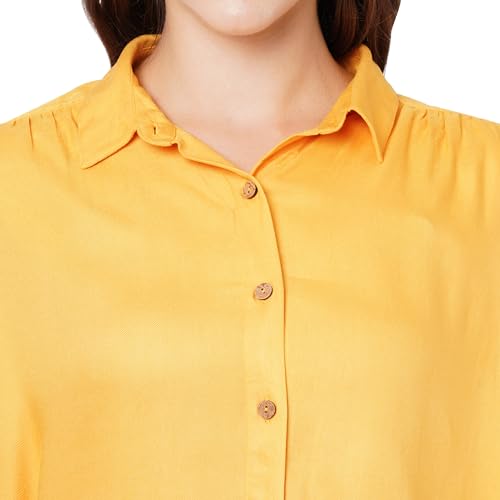 Image of Pepe Jeans Women's Cotton Jeanne Boxy Loose Fit Shirt with Gathers at Shoulder and Hem Tie Up