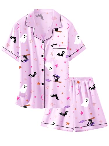 Image of Schbbbta Women Pajamas Set, 2 Pieces Satin Silk Button Down Pjs Short Sleeve Outfits Loungewear