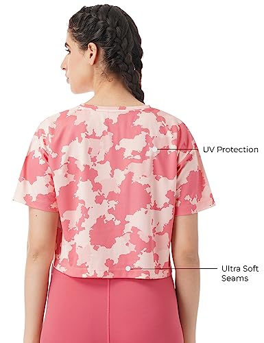 Image of PUMP'D Athleisure Women's Boxy Top for Gym -Lightweight, Anti-Odor, UV Protect, Ultra Soft Seams Cropped Regular Fit |Women for Training Wear | Workout Quick Dry Gym Wear Running Short T Shirt