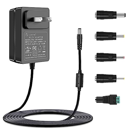 Gonine 24V 1A DC Power Supply Cord, 110-240V AC to DC 24Volt AC Adapter for 24Vdc 500mA 600mA 750mA 800mA 1000mA 0-1000mA Home Electronic Devices. -  69 Gonine, J302-2401000UX