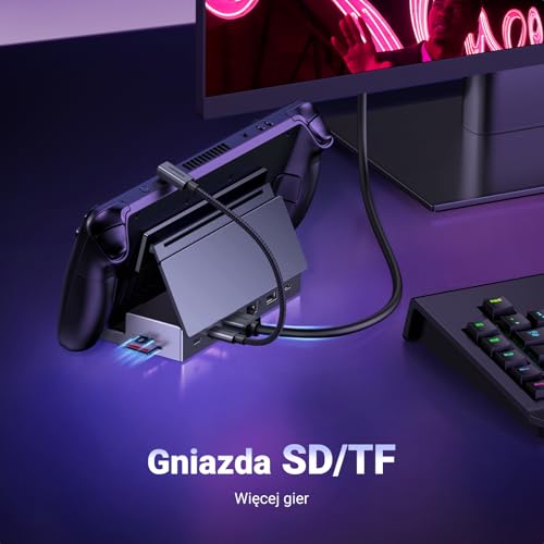 UGREEN Steam Deck Dock Stacja dokująca 9 w 1 4K@60Hz HDMI 10Gbps USB Ports Regulowany stojak Kompatybilny z Steam Deck OLED, ASUS ROG Ally, Lenovo Legion Go, MSI Claw, iPad Air/Pro, MacBook itp.