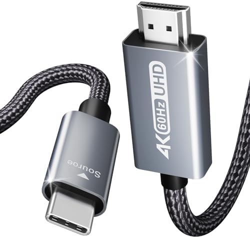 BENFEI USB C to HDMI 6 Feet Cable [4K@60Hz, Aluminum Shell, Nylon Braided], USB Type-C to HDMI Cable [Thunderbolt 3/4/5] Compatible for MacBook Pro/Air/iPad Pro 2023/2022/2021/2020/2019, Gray