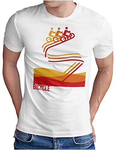 T-shirt de vélo rétro OM3 en coton blanc pour vos sorties cyclisme sur route décontractées