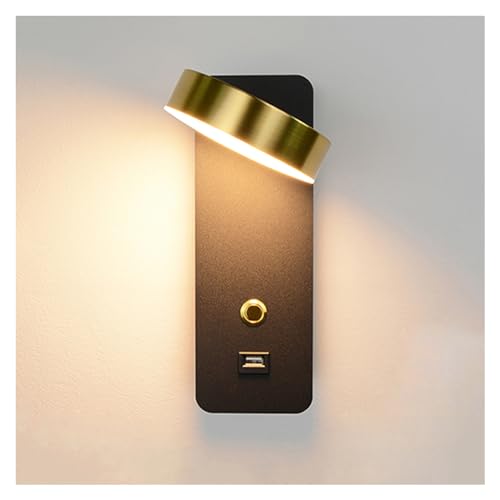 LED Applique Murale Intérieure avec Interrupteur 9W Lampe de Chevet 3000K Lumière Chaude Lampe de Lecture Murale Reglable a 350° Avec port USB pour Salon Chambre...