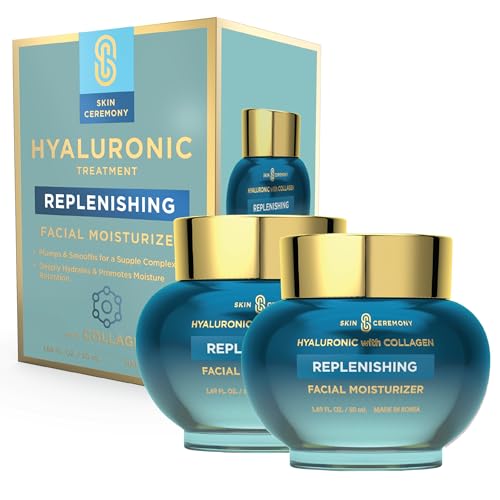 Skin Ceremony Hyaluronic Acid & Collagen Replenishing Moisturizer - Deep Hydration & Moisture Retention, Anti-Aging - Dermatologist Tested, Clean Beauty, Korean Skin Care - 1.69 FL.OZ. (2 Pack)