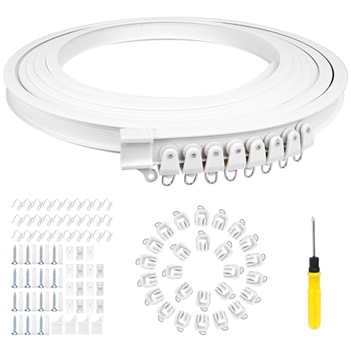 111Pcs Riel Cortina Techo,Rieles para Cortinas Barras Cortina 5 Metros Barras de Cortinas Habitación Cortineros para Ventanas Riel Cortina Flexible Plegable Cortina Camper