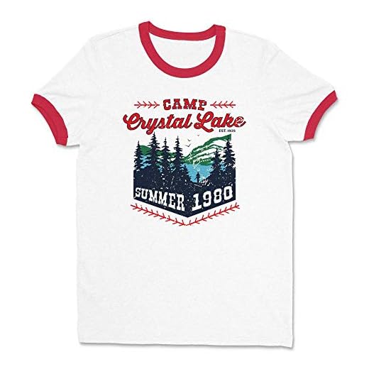 Camp Crystal Lake Ringer Tee Shirt Unisex Medium White/Red