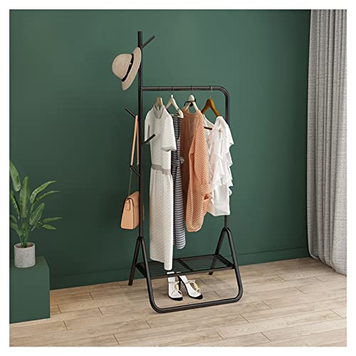 Porte-vêtements unipolaire, Arbre à Manteaux avec Crochets, Cintre en métal Robuste avec étagère de Rangement inférieure, Suspension...