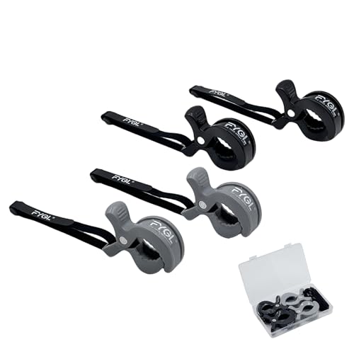 FYGL ブランケットクリップ 4個セット 伸縮ベルト付き 収納ケース入り ベビーカー ベビーベッド 毛布 タオル固定 マルチクリップ - ブラック＆グレー セット