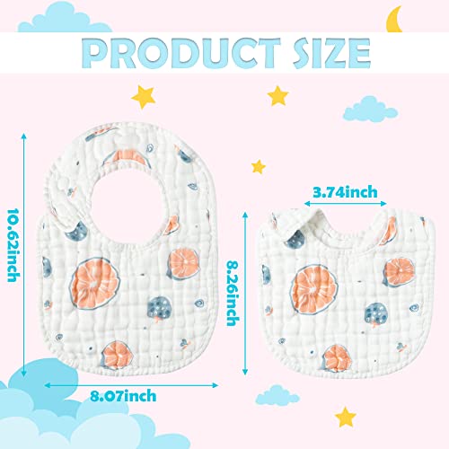 Zainpe 6Pcs Snap Muslin Cotton Baby Bibs Fruit Pattern & 6Pcs Star Cat Rabbit Pattern Adjustable Feeding Bib Unisex Burp Cloths with 6 Absorbent & Soft Layers for Infant Toddler Newborn Eating Droolin3