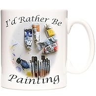 Capacity: 11oz ceramic mug Design: Features a vibrant illustration of paintbrushes and tubes of paint Slogan: "I'd Rather Be Painting" – perfect for artists and creatives Printed Both Sides: The same design appears on both sides for full visibility D...
