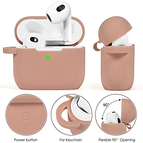 Image of VISOOM Case for Airpods 3 Pink Airpods 3rd Cases 2021 Silicone for iPod 3 Earbuds Case Cover Women Wireless Charging Case with Accessories Girl Bling Keychain for Apple Ear Buds 3rd Generation