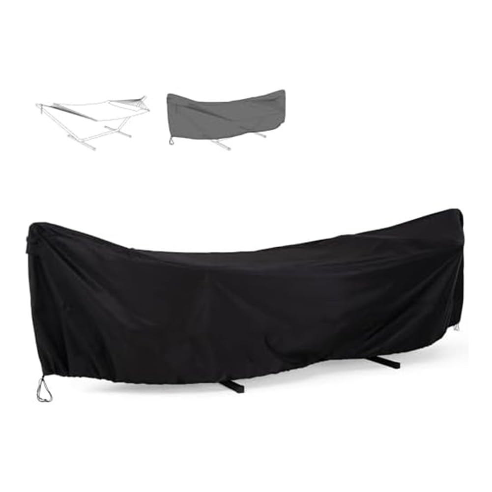Housse de chaise longue suspendue d'extérieur en tissu Oxford 600D résistant à l'eau pour balancelle et fauteuil inclinable, noir, 381 x 150 x 79 cm