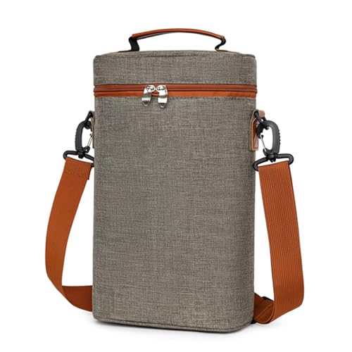 Bolsa de transporte para vino embotellado: contenedor Softshell gris marino, bolsa refrigerada, almacenamiento seguro para protección de líquidos, compañero de transporte con agarre cómodo | Cena