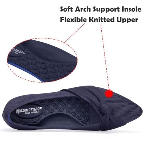Image of Frank Mully Womens Pointed Toe Flats Knit Dress Shoes Comfort Women Shoes Softable