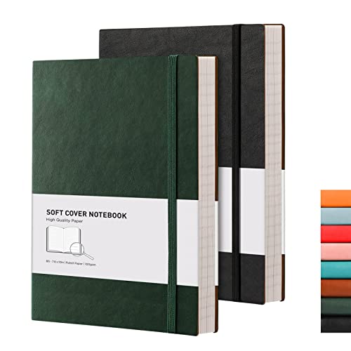 Rettacy College Ruled Leather Notebook 2 Pack - Large Business Notebook With 408 Pages,Work Notebook With 100Gsm Thick Paper,7.6" X 10" #TOP2