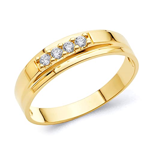 Mens 14K Yellow Gold Wedding Band - Size 10 #TOP4