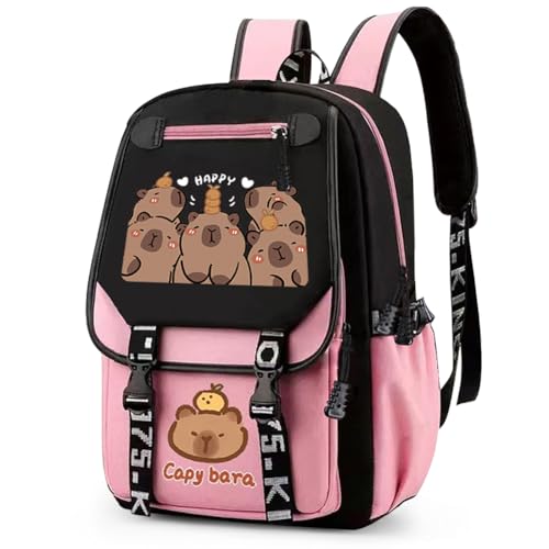 FCXVXCL Capybara Kinderrucksack, Mädchen und Jungen Rucksack Schulrucksack Kinder Rucksack Schultasche Anime Rucksäcke Cartoon Tasche Kindergarten Tagesrucksack für Kinder