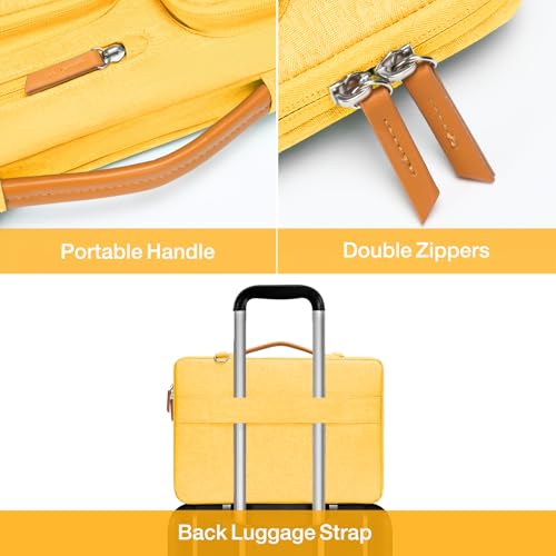 Image of MOSISO 360 Protective Laptop Shoulder Bag,15-15.6 inch Computer Bags Compatible with MacBook Pro 16 inch, HP, Dell, Lenovo, Asus Notebook,Side Open Messenger Bag with 4 Zipper Pockets, Yellow