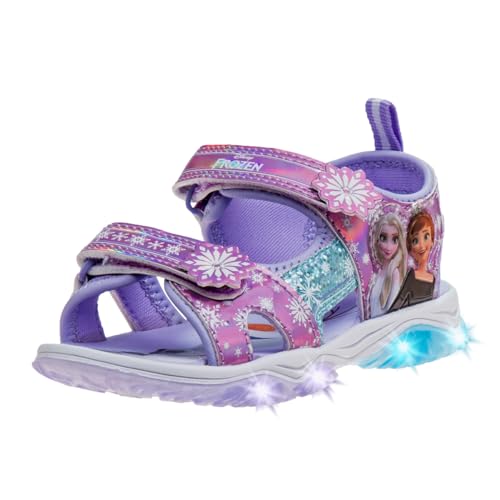 Disney Girls Frozen LED Light Up Sandal - Outdoor Slipon Quick Dry Waterproof Shoe - (Toddler/Little Kid)