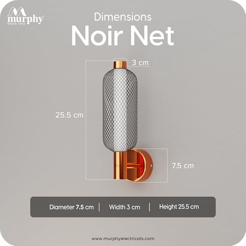 Image of Murphy Noir Net Wall Lamp Pack of 2 | Warm White LED Decorative Wall Light | Premium Rose Gold Finish | Modern Indoor Wall Lamp with 2 Year Warranty