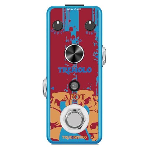 Classic Tremolo Guitar Effects Pedal for Electric Guitar and Bass – Analog Photoelectric Tremolo With True Bypass, Mini Size - Les Beatles, Paul McCartney, John Lennon, RIngo Starr, George Harrison Classic Tremolo Guitar Effects Pedal for Electric Guitar and Bass - Analog Photoelectric Tremolo With True Bypass, Mini Size