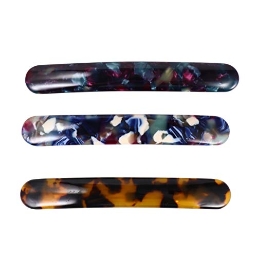 Lurrose 3pcs Acetate Hair Clips Skinny Hair Barrettes Tortoise Shell Hair Pins French Hair Clip Cellulose Hair Clip for Ladies Girls Women (Colorful 3) - Image 2