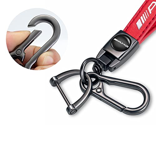 Sdshsm Genuine Leather Red Car Keychain Compatible For Mercedes Benz Amg A-Class C-Class E-Class S G63 Cls Clk Gle Glc Gls Gle Key Chains Ring Accessories Family Present For Man And Woman #TOP2