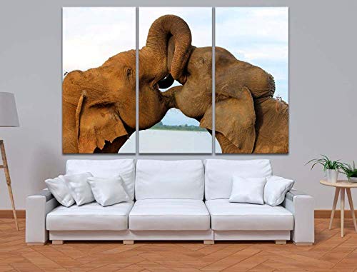 DDSDA Éléphant éléphant Tableau Multi Panneau - 3 Parties -XXL Tableau imprimé sur Toile, Tableau Decoration Murale Image Artistique Photographie