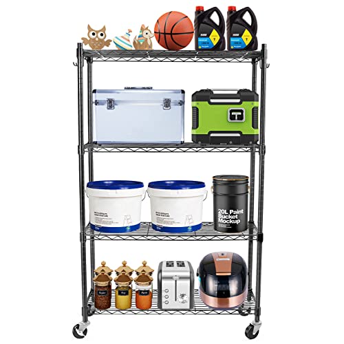 Image of WDT Shelving Storage Units on Wheels Casters, Adjustable Heavy Duty Metal Shelf Wire Storage Rack for Home Office Garage Kitchen Bathroom Organization,36 inch Wx14 Dx57 H