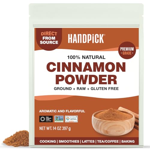 Cinnamon Powder (397g) Non-GMO & 100% Raw Ground Cinnamon | 100% Halal Certified | Resealable Zip Lock Pouch | Cooking, Smoothies, Lattes & Tea
