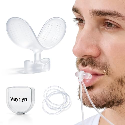 Vayrlyn Reusable Mouth Tape Alternative - Soft Silicone Nasal Breathing Trainer & Gentle Lip Seal Shield Sleep Tape Replacement for Snoring Men with Beards Includes Anti-Loss Lanyard & Travel Case