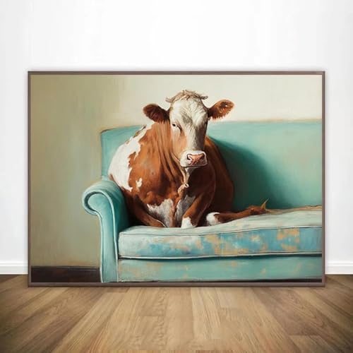 Affiche rustique vache pour habiller grand mur vide 60x90