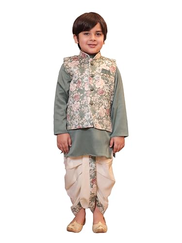 Image of AJ DEZINES Kids Ethnic Wear Kurta Waistcoat and Dhoti Pant for Boys