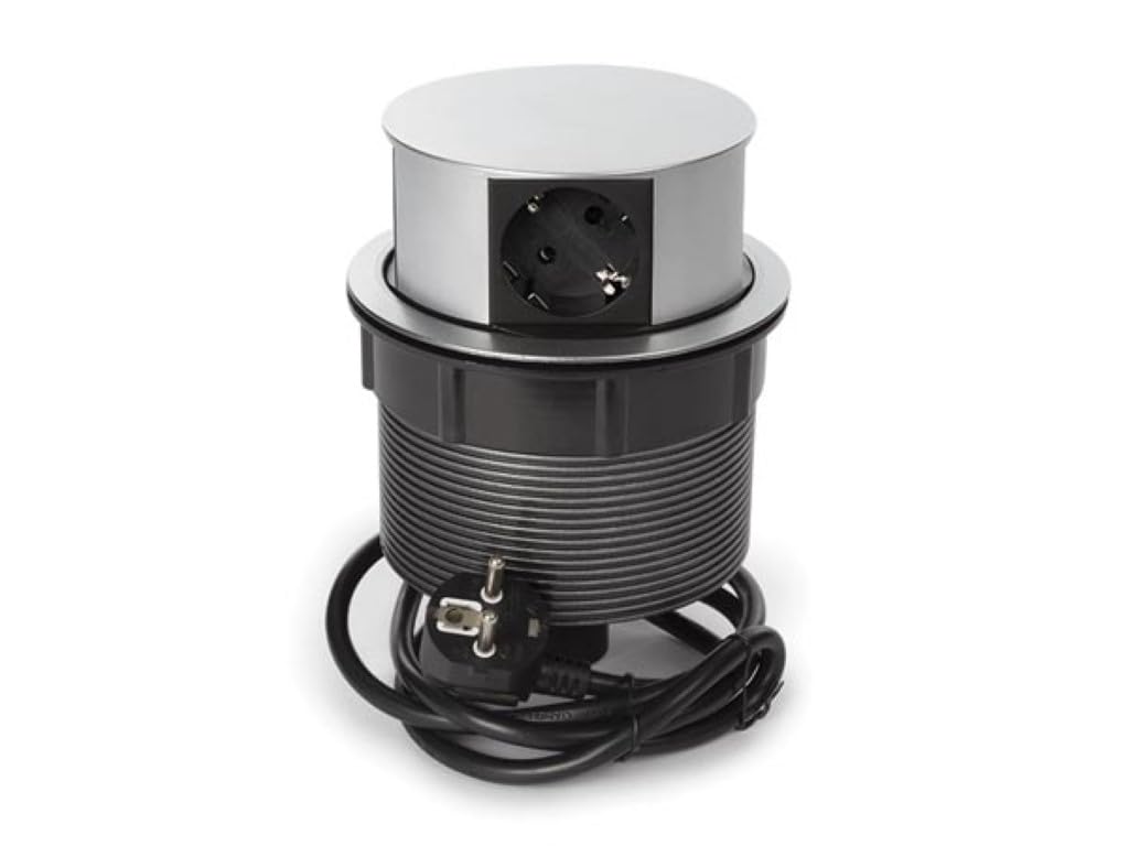 Perel EBP04-G 4-Way Pop-Up Desktop Enchufe, Schuko