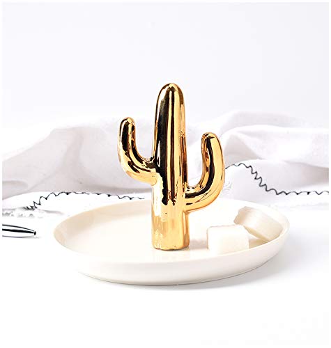 Cactus Ring Holder Dish for Jewelry, Ceramic Succulent Ring HoldersTrinket Tray/DishGreat for Wedding Ring, Earrings, Diamond Ring & Engagement Ring Holder | Office Desk & Home Decor/Accessories