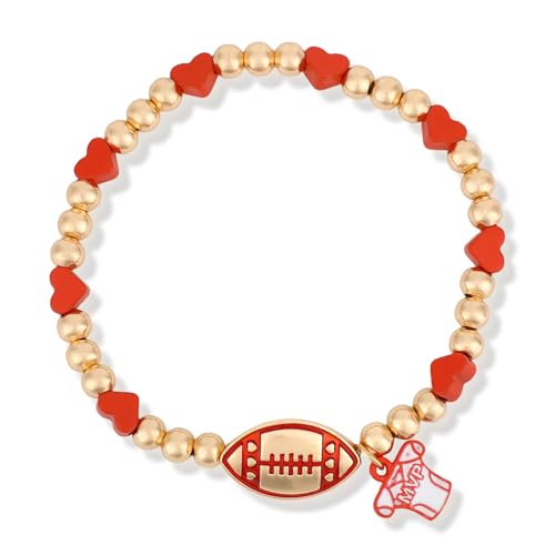 Mikovivi Bracelet de Football pour Femme, Perles Extensibles Rugby Bracelet de Sport Bijoux Esprit d'Équipe Accessoires pour Elle