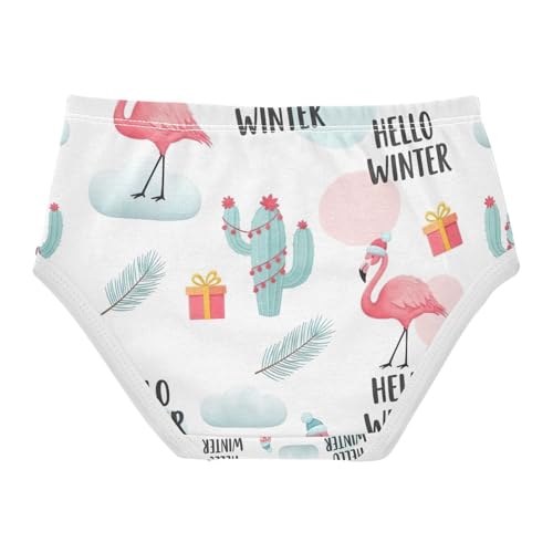 Kids Underwear, Flamingos Winter Hats Toddler Briefs, Cotton Underwear for Girls, 2T–8 Years2