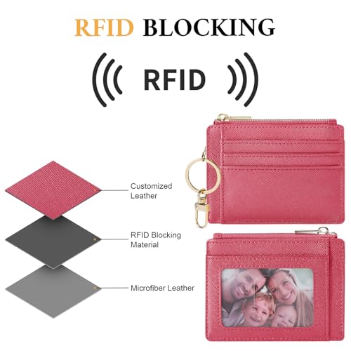 Image of Sodsay Card Case Slim Front Pocket Wallet for Women Credit Card Holder with Keychain | Slim, Front Pocket, Credit Card Holder, with Keychain