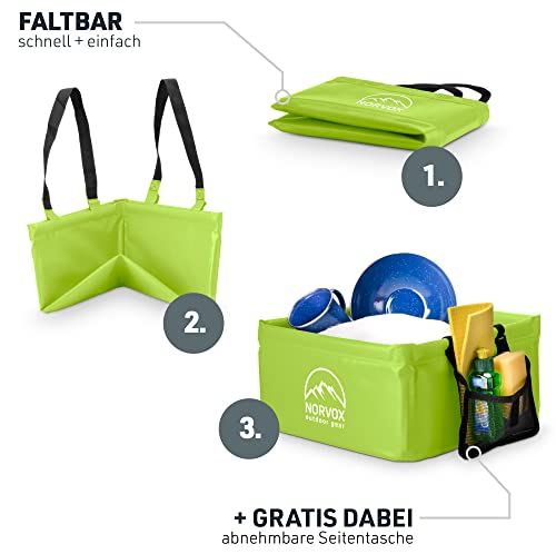 NORVOX Outdoor Faltschüssel - 15L oder 20L – grüne faltbare Schüssel - Universell als Camping Spülschüssel… - Image 3