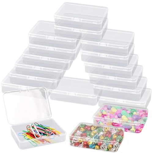 Image of Small Plastic Containers, 18 Pack Clear Plastic Storage Containers, Modern Style, Arts & Craft Storage Boxes, 4.5 x 3.37 x 1.12 Inch