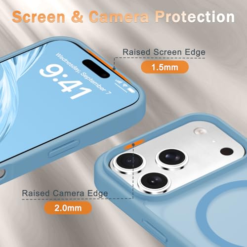 Image of YENAPOON for iPhone 17 Pro Max Case, Matte Magnetic Phone Cover [with 1 Screen Protector] [Support for MagSafe] [Shockproof Military Grade Protection] Translucent Frosted Back, Lavender Purple