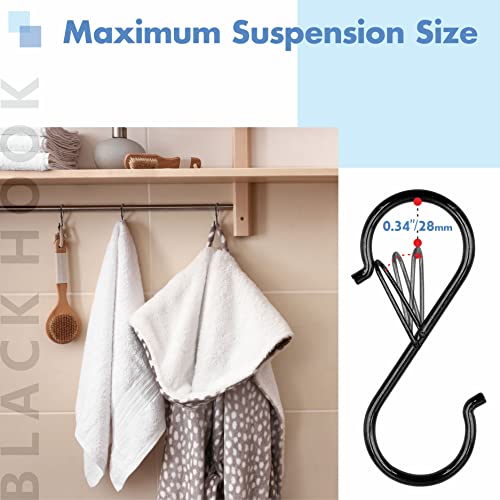 Vantasii 10 Pack S Hooks For Hanging, Rustproof S-Shaped Hook With Safety Buckle Heavy Duty Metal S Hanging Hook For Clothes, Pots, Pans, Kitchen Utensil, Cubicle, Closet Rob, Bags (3.5 Inch, Black) #TOP3