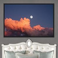 Framed Canvas Wall Art Lunar Aerial Astronomy & Space Expressive Global Moon Multicolor Photography Realism Warm - 16x24 inches