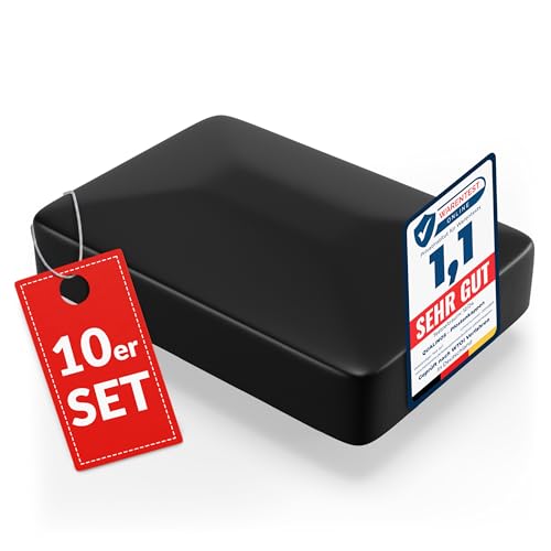 Qualinos 10x Zaunkappen Kunststoff 40x60mm mit Walmdach | Pfostenkappen für Doppelstabmattenzaun | Abdeckkappen UV-stabilisiert | Hochwertige Zaunpfosten Kappen Made in Germany (Schwarz 9005)