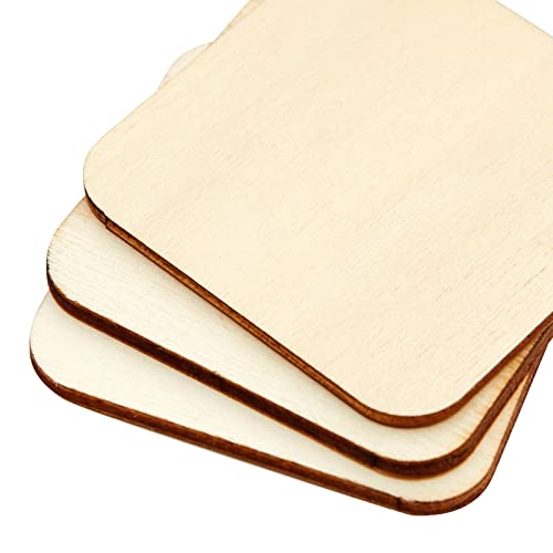 60 Pack 2X2 Wood Squares For Crafts, 2.5Mm Unfinished Wood Cutouts With Rounded Corners #TOP6
